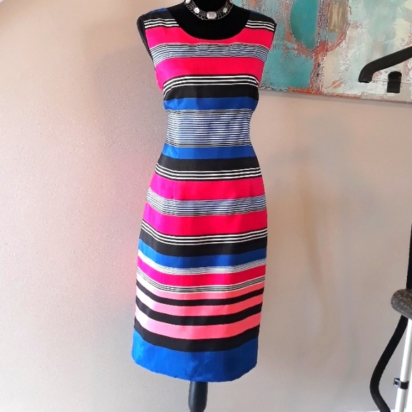 DN Design/ Multi Color/ Striped/ Sleeveless/ Cocktail Dress / Size 14 - Picture 7 of 11